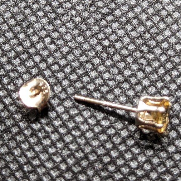 Small round faceted citrine studs sterling - Picture 2 of 2